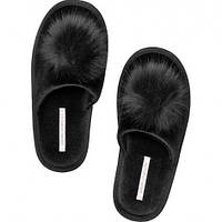 Тапочки Victoria s Secret Velour Pom Pom Black Slippers