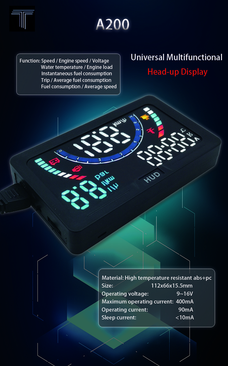 Новинка! HUD OBD A200 Автомобильный проектор приборной панели на лобовое стекло - фото 5 - id-p2001422265