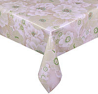 Лакова клейонка на тканинній основі світло рожева в квітах для столу метражем ширина 1 м 37 см