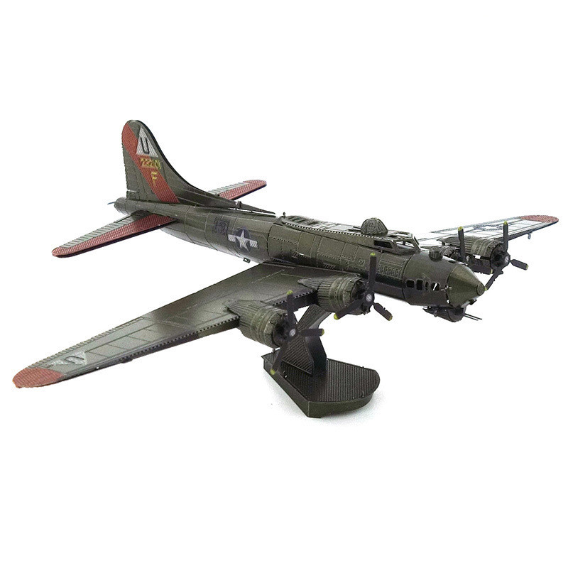 3д пазл Модель літака B-17 "Літаюча фортеця" металевий. Пазл для домашнього складання KM 118, фото 1