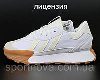 Мужские кроссовки Adidas Futro Mix текстиль/замша топ качество р 41-46 белые с бежевым