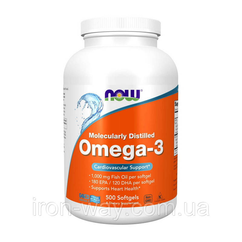 NOW Omega-3 (500 softgels), фото 1