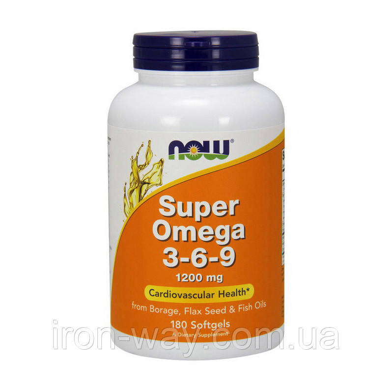 NOW Super Omega 3-6-9 1200 mg (180 softgels), фото 1