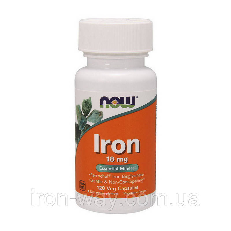 NOW Iron 18 mg (120 veg caps), фото 1