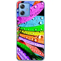 Чохол Силіконовий з Картинкою на Motorola G54 Power (Кольорові Листки)