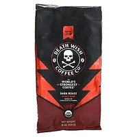 Death Wish Coffee, Самый крепкий в мире кофе, цельные зерна, темная обжарка, 454 г (16 унций) в Украине