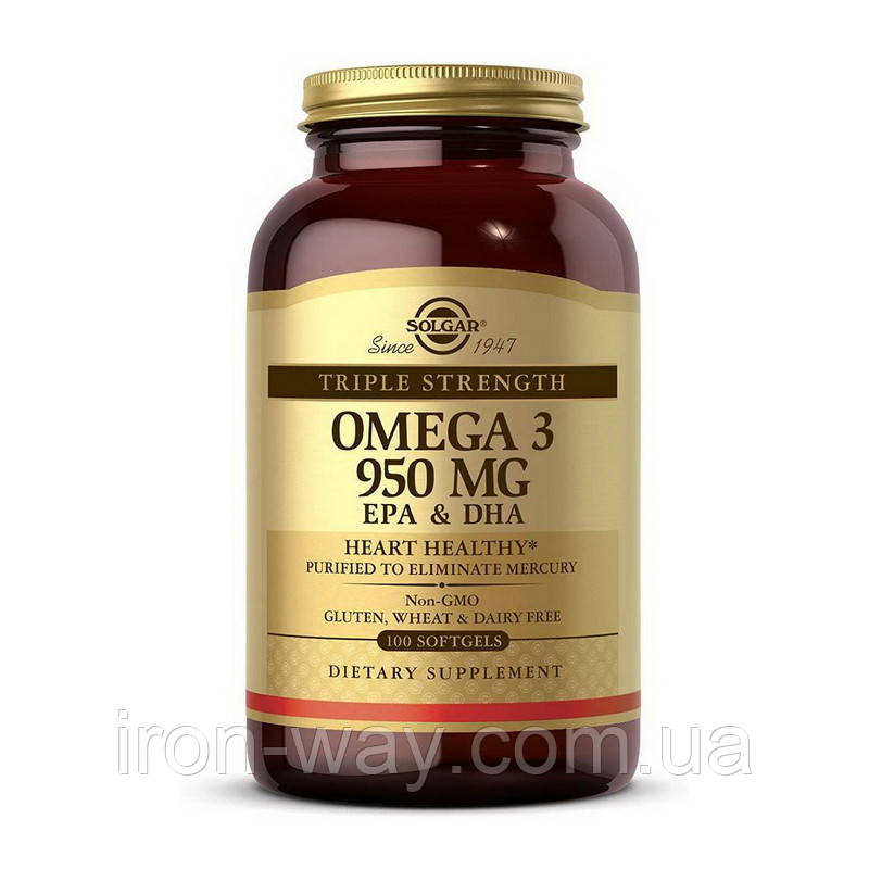 Solgar Omega 3 950 mg EPA & DHA (100 softgels), фото 1