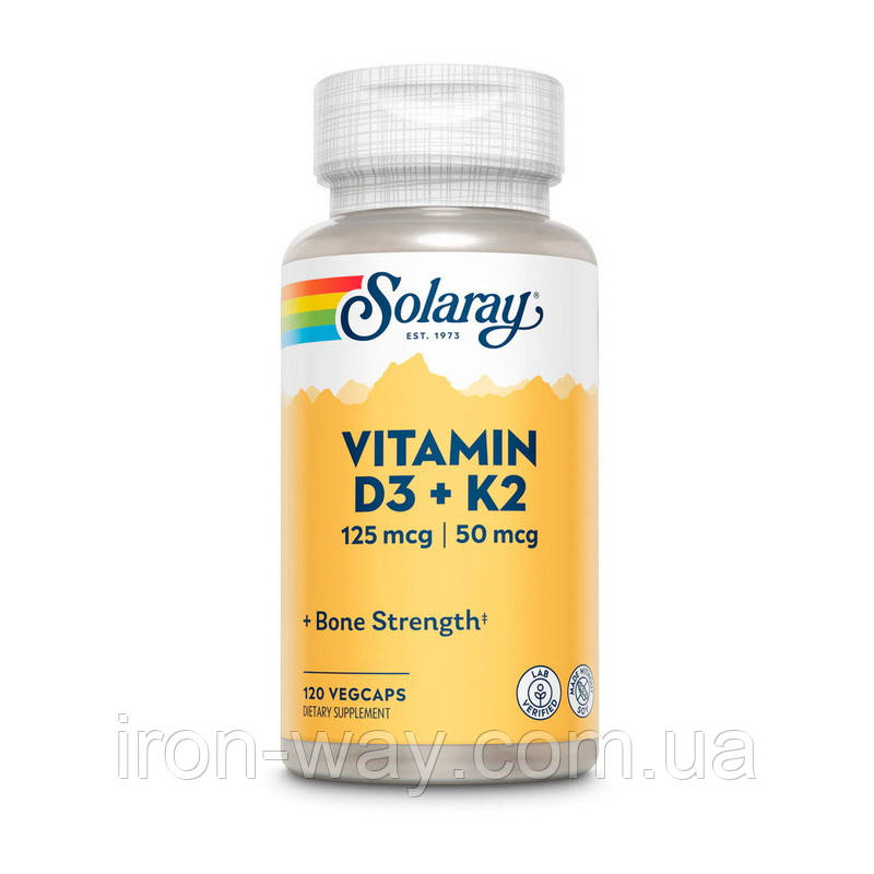 Solaray Vitamin D3+K2 (soy free) (120 veg caps)