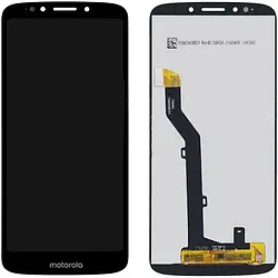 Дисплей Motorola Moto E5 (XT1944) модуль в зборі (екран та сенсор) оригінал, Чорний