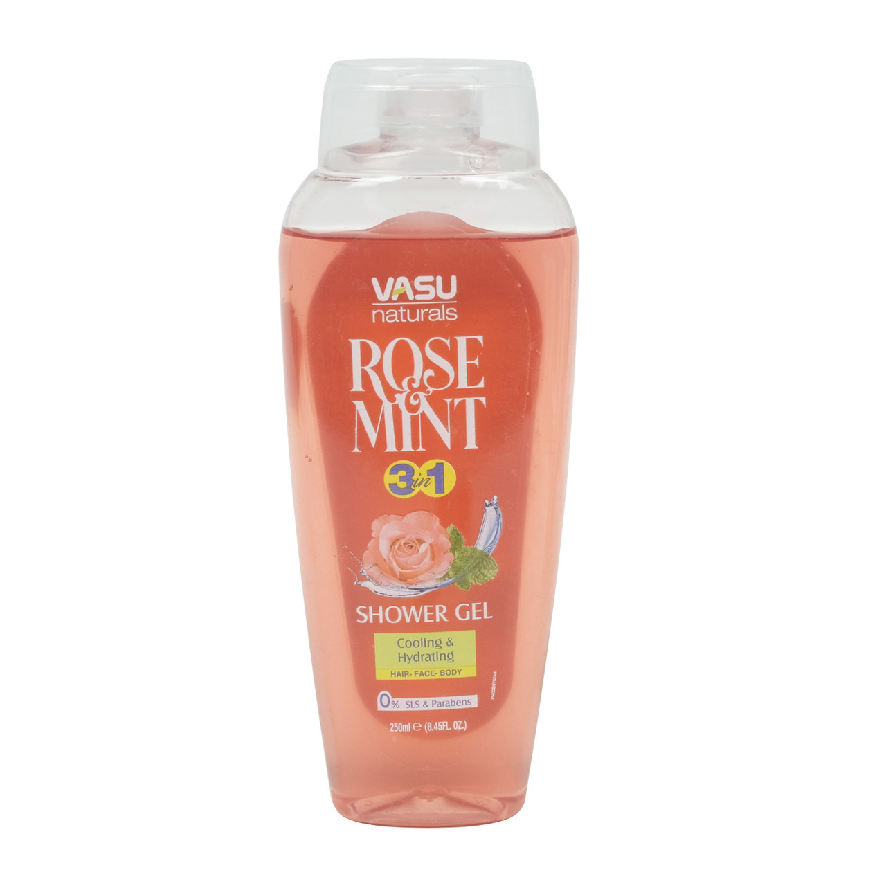 Гель для душу з ароматом троянди та м'яти зволожуючий VASU NATURALS ROSE AND MINT SHOWER GEL 250ML ВАСУ