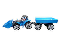 Іграшка синій трактор із причепом і ковшем