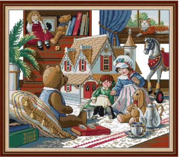 Набір для вишивання за нанесеною на канву схемою "Doll".AIDA 14CT printed, 44*38 см