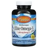 Carlson, Wild Norwegian Elite Omega-3, натуральный лимон, 1600 мг, 90 мягких таблеток в Украине