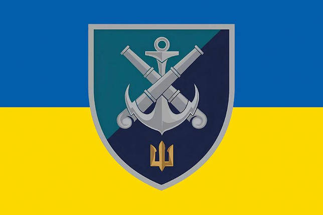 Прапор 406 ОАБр імені Олексія Алмазова ЗСУ (лого 2) синьо-жовтий, фото 1