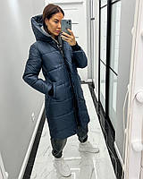 Зимова жіноча куртка-пальто з капюшоном у кольорах (Норма), фото 4