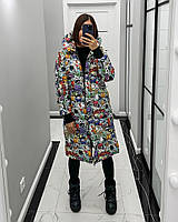 Зимова жіноча куртка-пальто з капюшоном у кольорах (Норма), фото 8