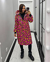 Зимова жіноча куртка-пальто з капюшоном у кольорах (Норма), фото 6