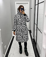 Зимова жіноча куртка-пальто з капюшоном у кольорах (Норма), фото 7