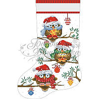 Схема Сшитый новогодний сапожок Новогодние Совы для вышивки бисером и нитками на ткани ТР167аБ3149