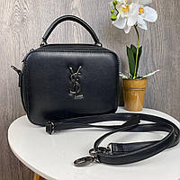 Новинка! Качественная женская мини сумочка клатч YSL черная экокожа, стильная сумка на плечо