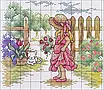 Набір для вишивання за нанесеною на канву схемою "The girl seeing a cat". AIDA 14CT printed, 26*21см, фото 4