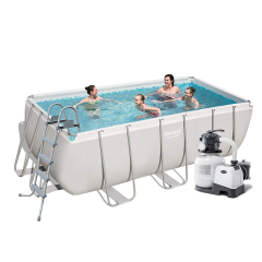 Каркасний басейн Bestway 56456-6, 412 х 201 х 122 см (7 900 л/год, драбина, тент, підстилка)
