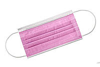Маска на резинках розовая поштучно, (1уп=50шт)