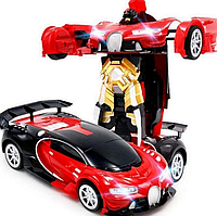 Радиоуправляемая машинка трансформер с пультом Bugatti Robot Car Size 1:12 Красная