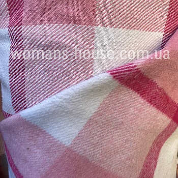 Сорочкова тканина байка щільна Кашемір Рожевий з білим
