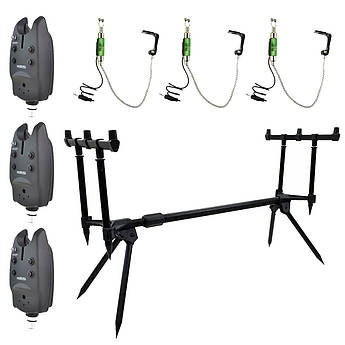 Набір Рід-під Rumpol на 3 вудилища 3 Сигналізатора Hirisi B1128 та 3 Свінгера