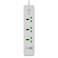 Сетевой фильтр PRC T25-QC (3 розетки + 2 USB + 2 Type-C) 2 метра white