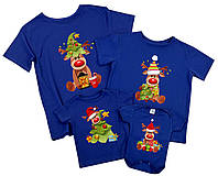 Набір новорічних сімейних футболок "олені з подарунками" Family look