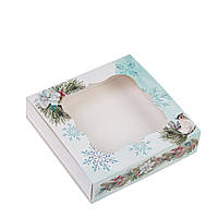 Коробка 120х120х30 для пряника з вікном "Новорічна"