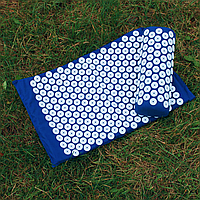 Массажный коврик акупунктурный с валиком, 50х40см, Синий / Игольчатый мат-коврик для массажа спины, шеи и ног