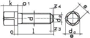 DIN 480 (ГОСТ 1486) Гвинт установлювальний з квадратною головкою, буртиком і заокругленим кінцем