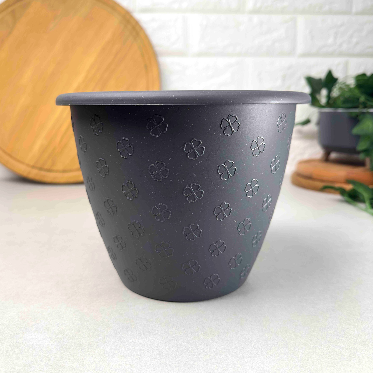 Великий квітковий горщик з декором 35*27см 15л Граніт Верона Алеана