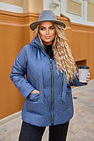 Жіноча тепла куртка плащівка 50-52,54-56,58-60,62-64 чорний, оливка, джинс, шоколад, графіт