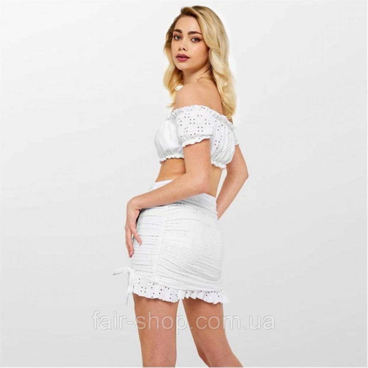 Missguided Bardot Broderie Milkmaid Crop White