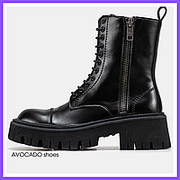 Ботинки демисезонные женские Balenciaga Tractor black / Баленсиага Трактор черные 37