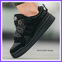 Кроссовки женские и мужские Adidas Forum Back To School x Bad Bunny black / кеды Адидас Форум черные 36