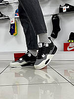 ЗИМОВІ Кроссовки Nike Air Jordan 4 Retro (black / gray / white) .Хит!