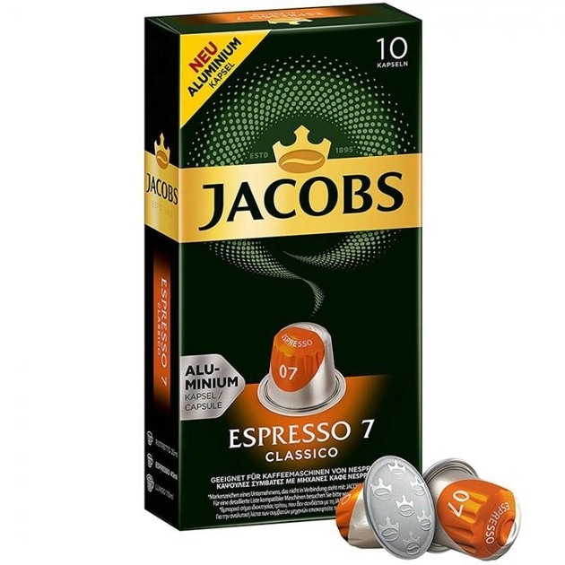 Кава в капсулах Nespresso Jacobs Espresso 7 Classico 10 шт Неспресо Якобс