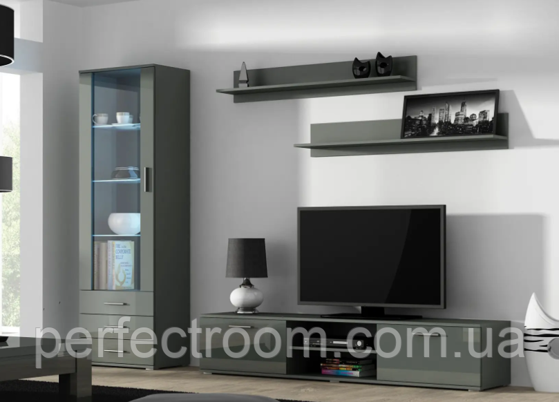 Стінка у вітальню під телевізор Soho 1 Cama Mebel , глянцева стінка для дому 192/240/43 см