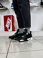 ЗИМОВІ Кроссовки Nike Air Jordan 4 Retro (black / white) .Хит!