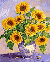 РукИТвор Картина по номерам (BK-GX7689) Подсолнухи в сиреневой вазе, 40 х 50 см, Без коробки