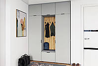 Модульный встроенный шкаф в прихожую коридор с антресолью до потолка Сан Марино серая Высота 250 см, Ширина 160 см