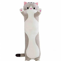 Мягкая игрушка плюшевая Weber Toys Длинный Кот Батон котейка-подушка 50 см серый