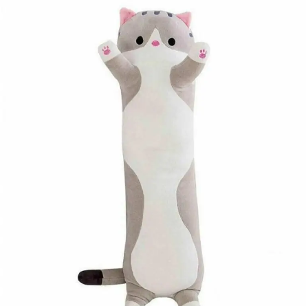 М'яка іграшка плюшева Weber Toys Довгий Кіт Батон котейка-подушка 50 см