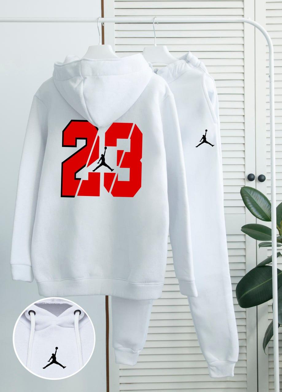 Чоловічий спортивний костюм на флісі зимовий Jordan 23 Fleece зима білий толстовка штани джордан з начосом
