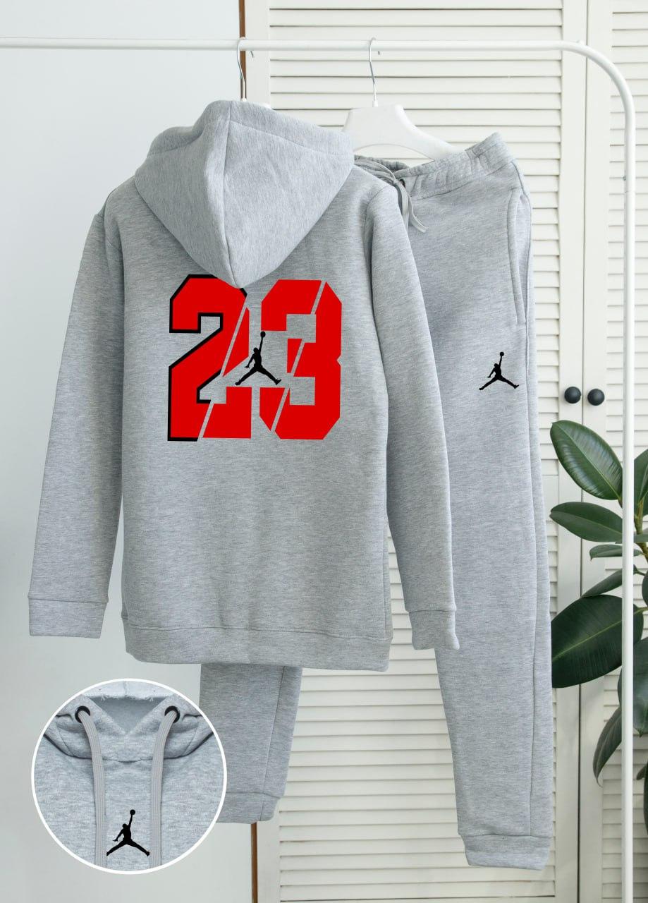 Чоловічий спортивний костюм на флісі зимовий Jordan 23 Fleece зима сірий толстовка штани джордан з начосом